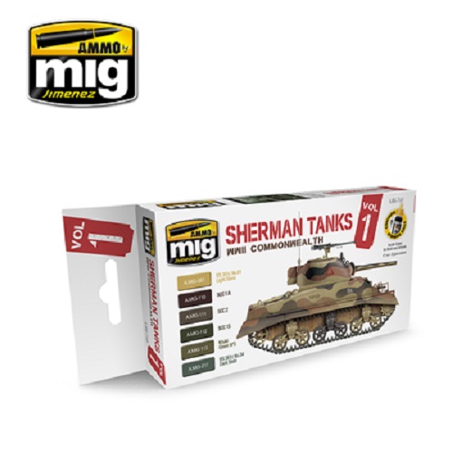 Ammo Mig A.MIG7169 Sherman Tanks Vol.1 (WWII Commonwealth) Acrylic Paint Set
